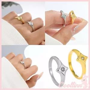 COO Star Designs Nhẫn kim cương bằng thép không gỉ Trang sức thanh lịch cho cô ấy