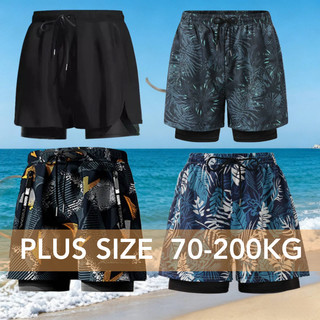 Plus Size Nam Quần Short Bơi Thể Thao Nhanh Khô Hai Lớp Bể Bơi Đi Biển Quần