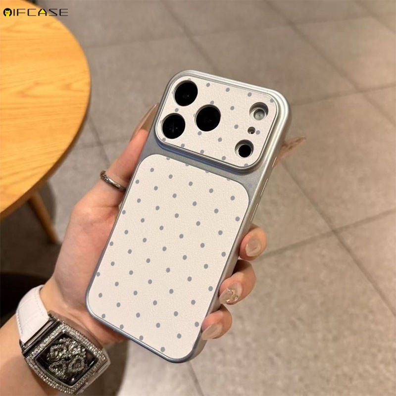 Dành Cho Realme C85 Pro C75 C75X C73 C71 C67 C65S C65 C63 C61 C55 C53 C51 C51S C35 C33 C30S Ốp Điện Thoại Màu Trắng Lớn Cửa Sổ Da PU Thanh Lịch Đơn Giản Màu Xám Chấm Bi Vỏ