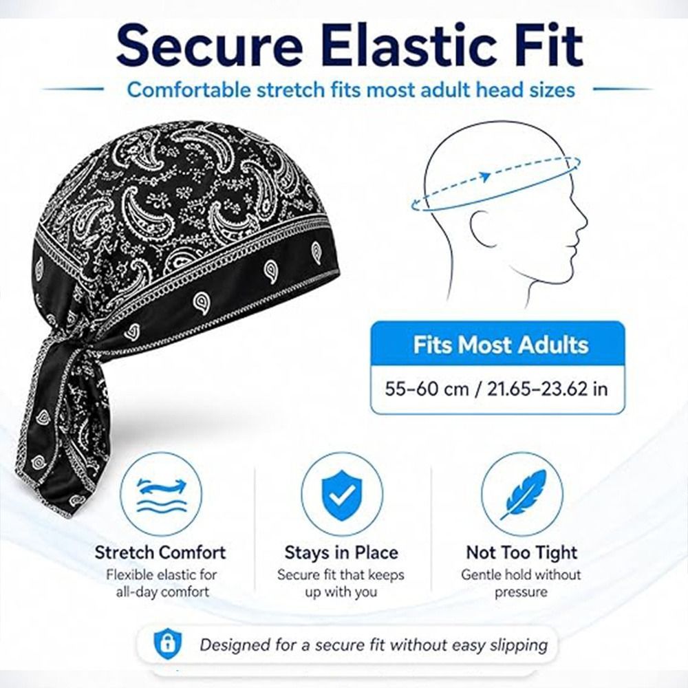 Mũ Hijab NKSFX, Khăn trùm đầu Bandana thoáng khí in Paisley, Nhẹ Nhanh khô có thể điều chỉnh chống tia cực tím Mũ cướp biển Hoạt động ngoài trời