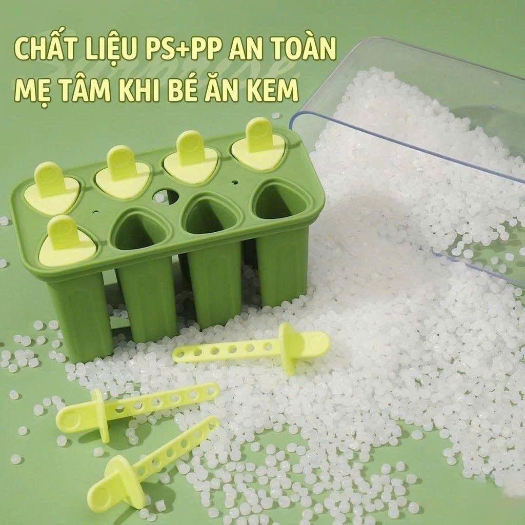 Khuôn Làm Kem Que 8 Ngăn Nhựa PP Cao Cấp Có Hộp Đựng Tự Làm Kem Ngon Tại Nhà An Toàn Cho Bé SanShop