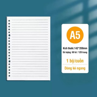 Ruột Sổ Còng Giấy Dày A5 B5 120 Trang Vở Kẻ Ngang Ô Vuông – Ruột Refill Thay Thế Cao Cấp