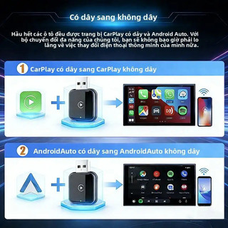 Adapter CarPlay không dây cho ô tô hỗ trợ Android Auto chuyển đổi có dây sang không dây kết nối nhanh chóng