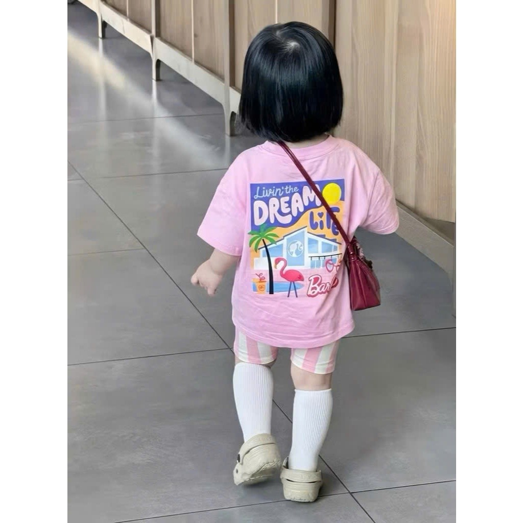 Sét Bé Gái HỌA TIẾT GẤU BÃI BIỂN QC69 K.Kid Bộ Mùa Hè Chất Cotton Mềm Mát Size 8-20kg M88