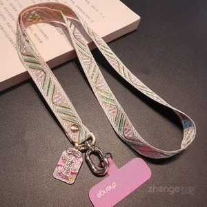 Tinh Tế Phong Cách Trung Hoa Thêu Điện Thoại Di Động Dây Treo Cổ Vàng Dài Họa Tiết Lụa Webbing Ngoài Trời Nam Leo Núi Du Lịch Chống-