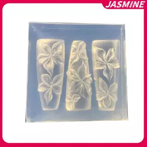 JASMINE Móng Tay Nghệ Thuật Khuôn 3D Khắc Cong Hoa Lily Trong Suốt Móng Tay Nghệ Thuật Trang Trí DIY Silicone Mẫu JASMINE