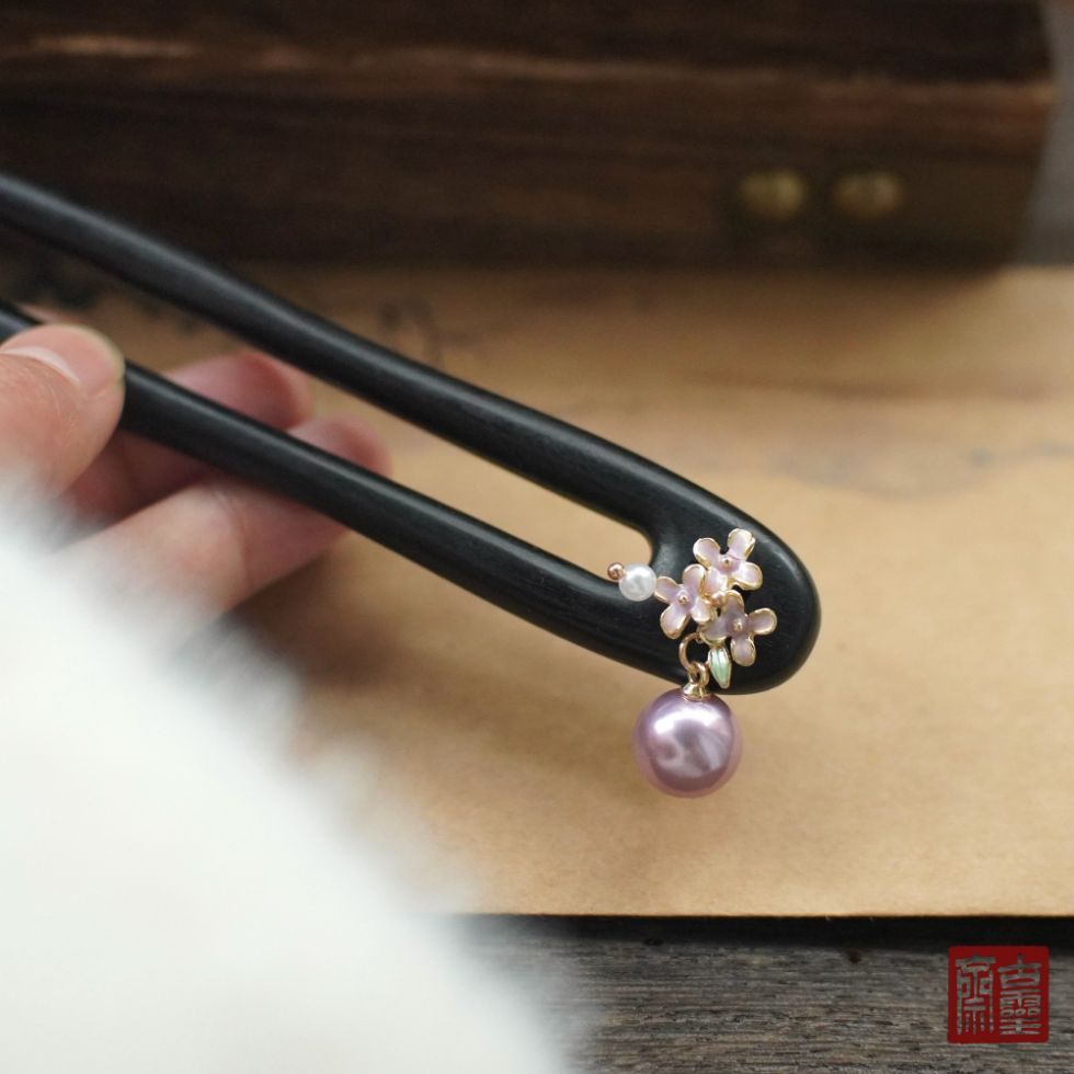 WHX-Hairpin 13cm {Purple Huai} Kẹp tóc bằng gỗ đàn hương tím Retro Trung Quốc Niche Thiết kế độc đáo Kẹp tóc
