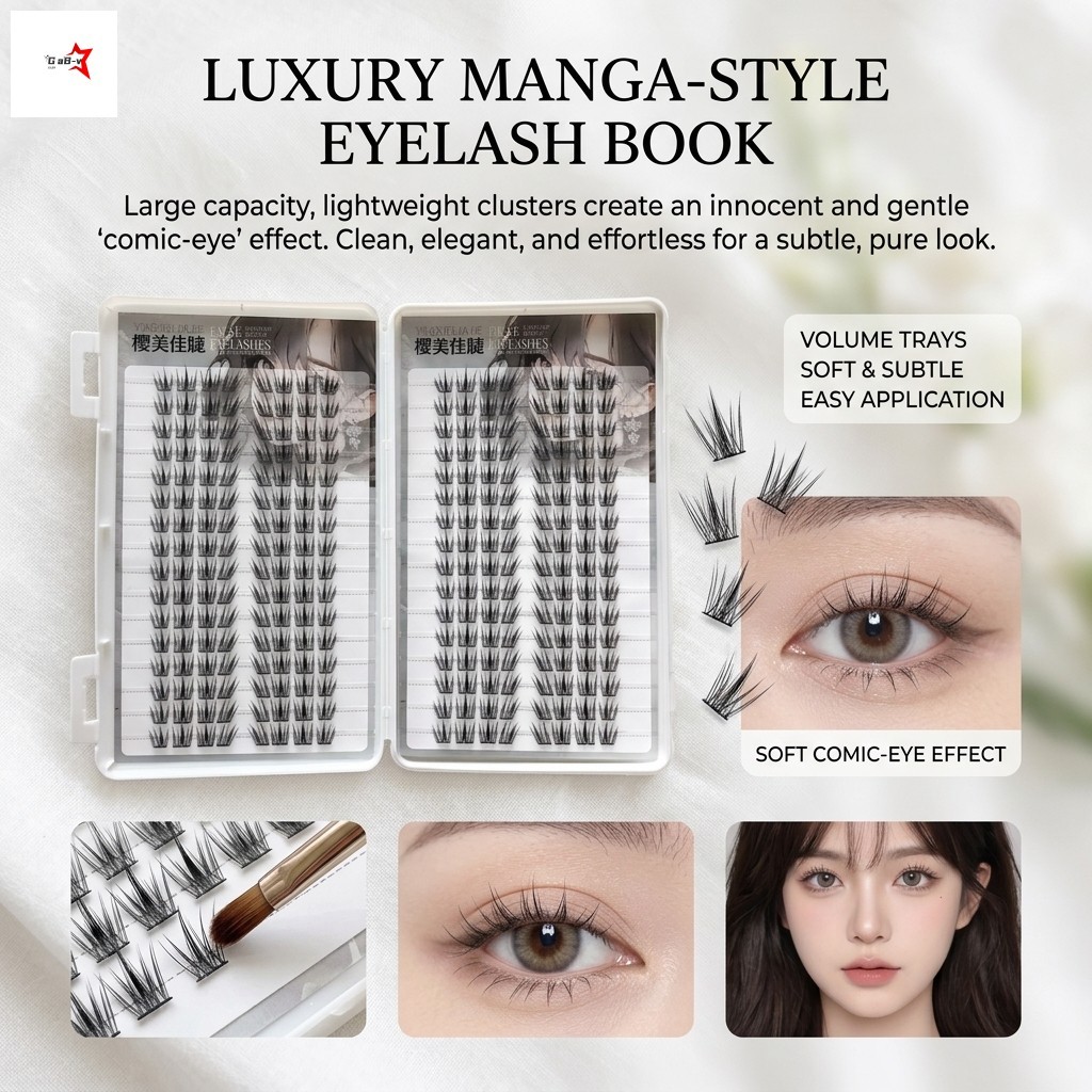 Phong cách Manga tự nhiên Lông mi giả Cụm đơn Thân cây vô hình C Curl 9-13mm