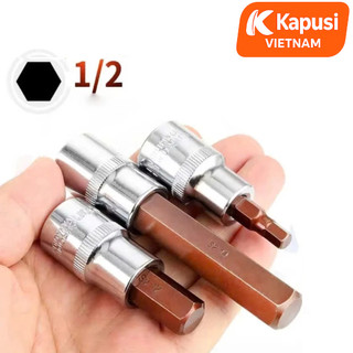 Đầu Tuýp Lục Giác 1/2 Inch Kapusi Dài 55mm - Thép S2 Cao Cấp - Chuẩn Công Nghiệp ANSI/DIN