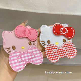 Kẹp tóc mái Hello Kitty dễ thương không đường may dành cho nữ, kẹp tóc duỗi thẳng, kẹp tóc mái nơ bằng khóa dán, phụ kiệ
