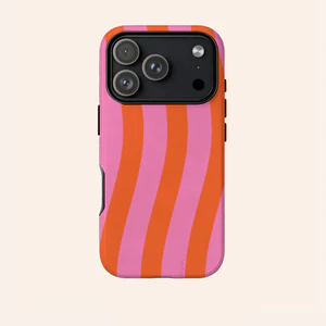 Sọc sóng hồng đơn giản thời trang Thích hợp cho iPhone17 17Pro 16 15 13 XR 13mini 8PLUS Vỏ điện thoại chống sốc hai lớp Vỏ bảo vệ toàn diện bóng loáng