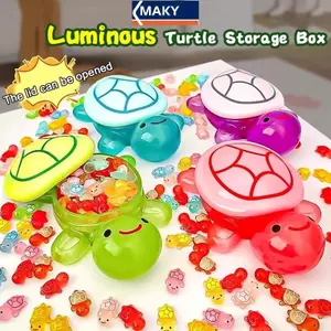 MAKY Hoạt Hình Dễ Thương Dạ Quang Rùa Hộp Bảo Quản Trang Trí Nhà Nhựa Thủ Công Phát Sáng Rùa Nhỏ Đồ Chơi Hộp Bảo Quản Đồ Trang Trí VN