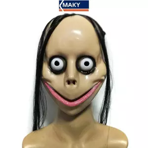 MAKY Kinh dị Halloween mới với mặt nạ tóc dài Mặt nạ ngộ nghĩnh Mặt nạ miệng hình chữ V có tóc Mặt nạ ma nữ Roleplay MoMo Mask VN