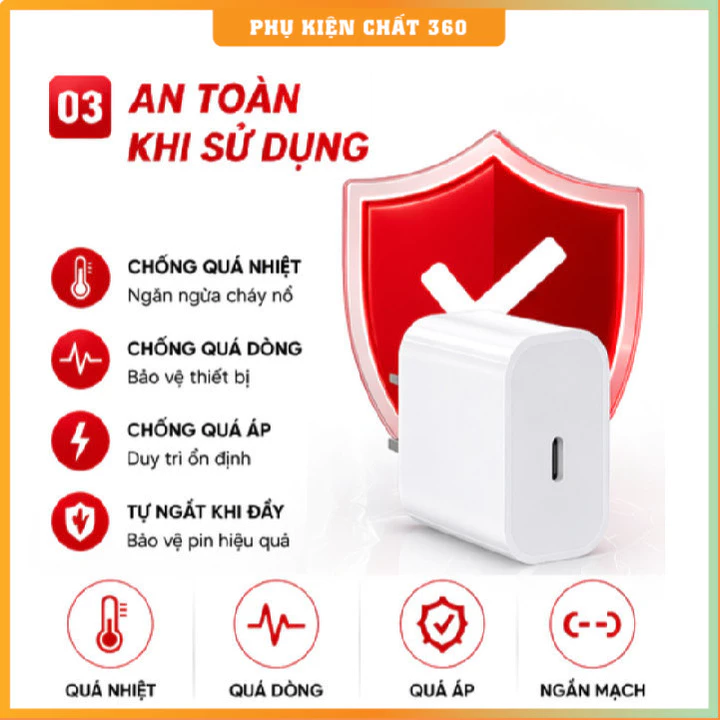 Bộ sạc nhanh 20W PD (củ sạc và cáp sạc nhanh) cho 5-14PRM. Sạc 60p lên 80% Pin - Cốc sạc Type C, Dây sạc 20W – 3