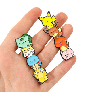2 Cái / bộ Dễ Thương Pokemon Thổ Cẩm Pikachu Psyduck Kim Loại Men Pin Huy Hiệu Phụ Kiện