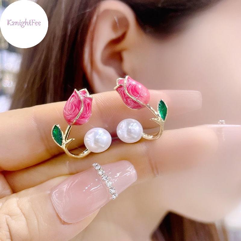 K2nightFee Bông Tai Hình Tulip Giả Ngọc Trai Cho Nữ, Two Ways to Wear, Phù Hợp Dự Tiệc & Hàng Ngày