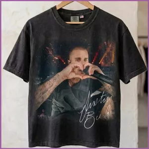 Áo thun nam phong cách Justin Bieber Coachella, chất liệu cotton dày 220g, ngắn tay