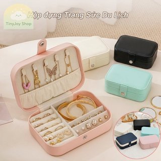 Du Lịch Hộp Trang Sức Da Di Động Tổ Chức Nhẫn Bông Tai Vòng Cổ Bảo Quản Quà Tặng Nữ