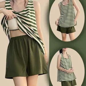 2025 Plus Kích Thước Bộ Đồ Ngủ Mùa Hè Nữ Tay Ngắn Quần Short Ruy Băng Sữa Miếng Lót Ngực Loungewear Set Xuân Thu