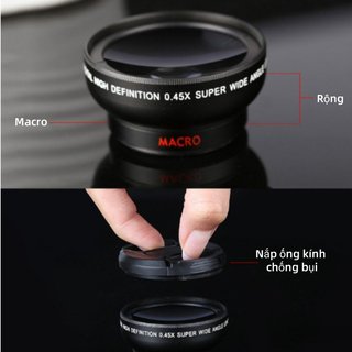 Bộ ống kính điện thoại 045X Góc rộng Macro Ống kính kép Hợp kim nhôm Kẹp kính quang