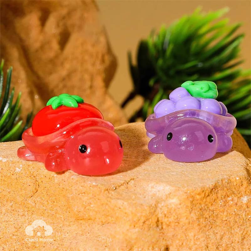 Đồ trang trí mini hình rùa nhỏ nhiều màu sắc hoạt hình, có đèn LED, dùng để bàn.