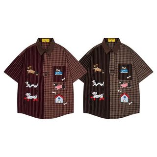 Dachshund Thêu Trên Áo Sơ Mi Tay Ngắn, Hoạt Hình Phù Hợp Cho Nam Và Nữ Mùa Hè