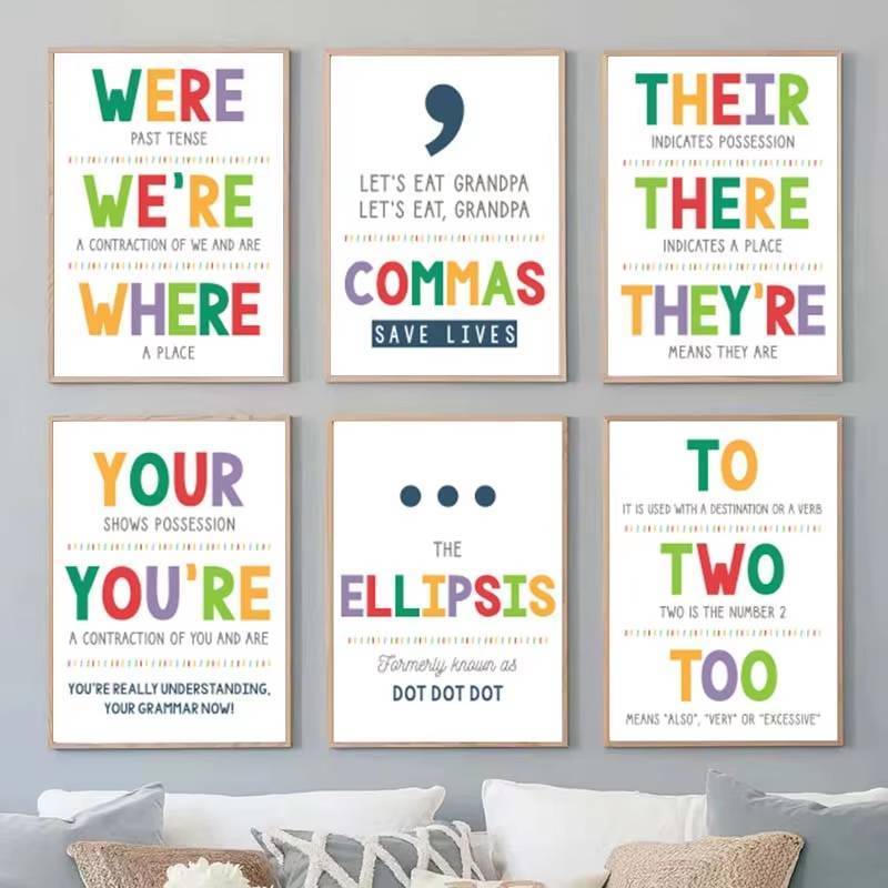 English Grammar Punctuation Teacher Classroom Wall Art Canvas Painting Art Home Wall Decor Canvas Poster