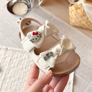 Dép Hello Kitty Thời Trang Bé Gái Có Nơ Trẻ Em Hoạt Hình Xăng đan Công Chúa Thoải Mái Đế Mềm Trẻ Em Giày Đi Biển Mùa Hè