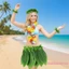 Váy cỏ Hawaii và Bộ Lei Phụ kiện trang phục màu xanh lá cây cho ngày lễ đi biển dự tiệc và hơn thế nữa