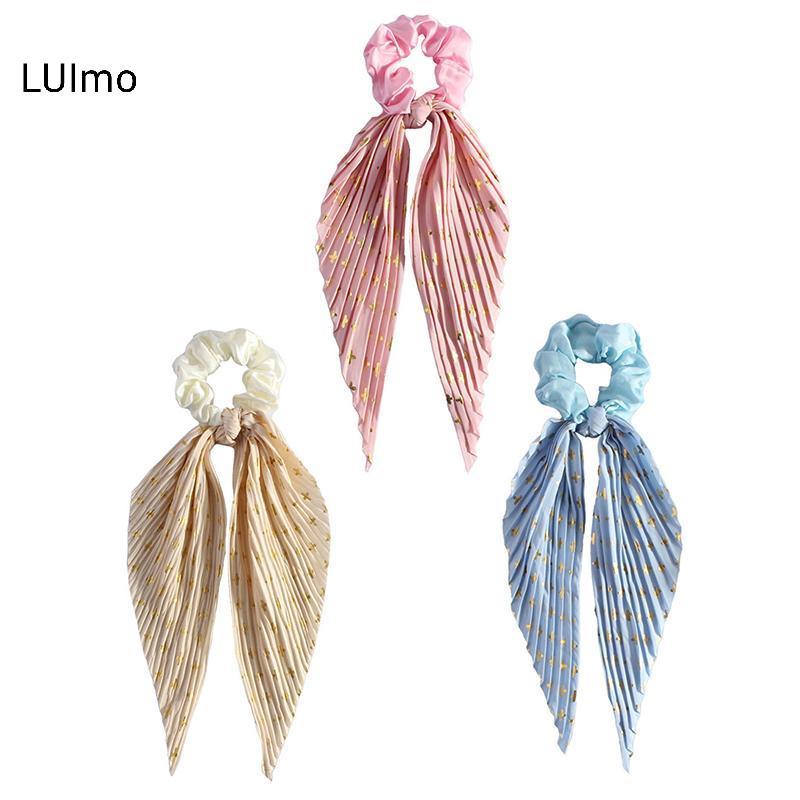 LUImo Thanh Lịch Handmade Satin Scrunchie Retro Ruy Băng Đuôi Ngựa Giá Đỡ Vintage Không Nhăn Dây Buộc Tóc Cho Bé Gái Nữ Sử Dụng Văn Phòng SBS