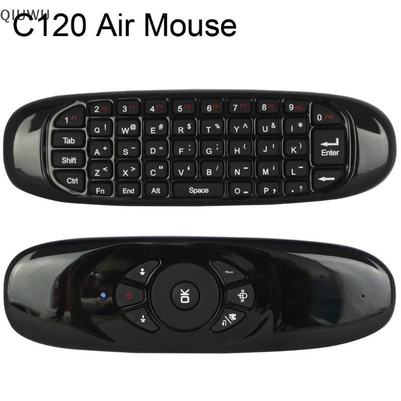 QIUWU 2.4GHz G Chuột Di Động C120 Air Mouse T10 Bàn Phím Chuột GYRO Air Fly Không Dây Sạc Cho Android TV Box m8s plus Z4.