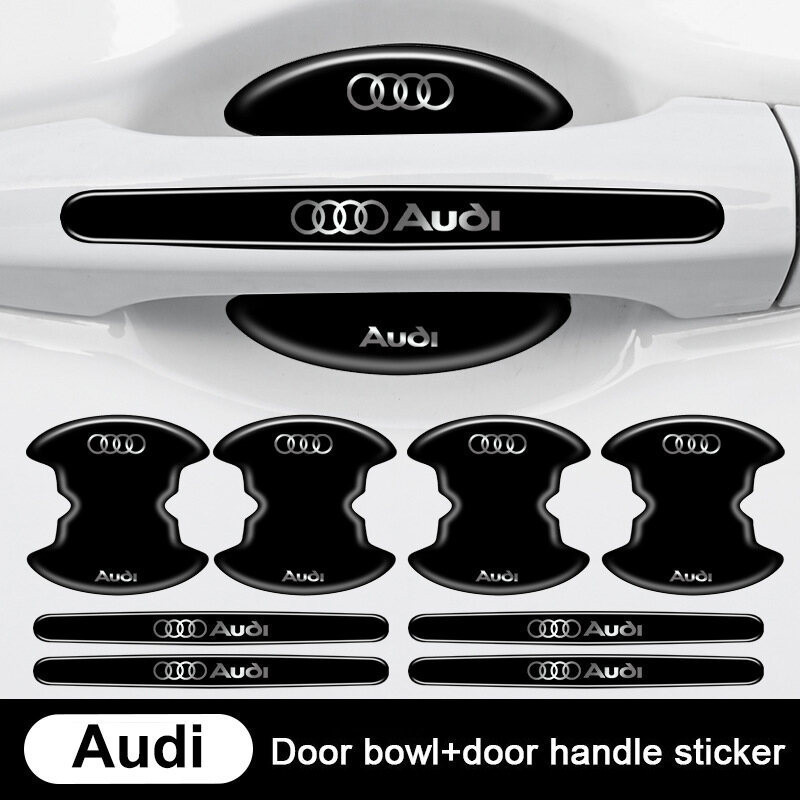 Miếng dán kim loại bảo vệ tay nắm cửa ô tô phù hợp cho Audi Sline A3 A1 A4 B8 A5 A3 Q5 Q7 Q8, chống nước, trầy xước, mài mòn