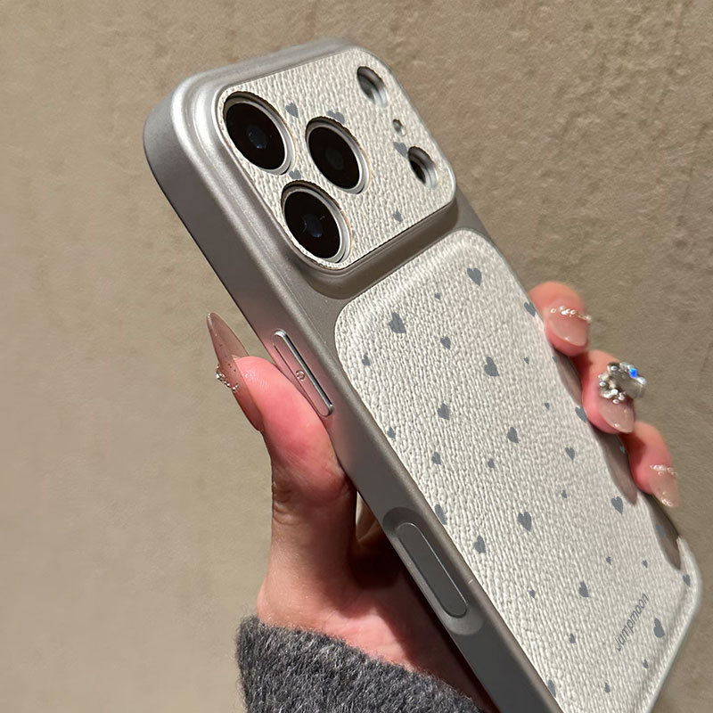Ốp lưng iPhone họa tiết trái tim Bao da mềm cao cấp đựng máy ảnh - iP 7/8/X/XS/XR/11/12/13/14/15/16/17/Plus/Air/Pro/Max