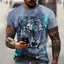 Áo thun nam ngắn tay khô nhanh thường ngày Fierce Tiger 3D In hình động vật Tee, Áo cổ tròn mùa hè
