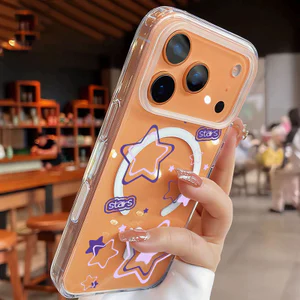 Ốp lưng iPhone họa tiết ngôi sao hỗ trợ sạc không dây từ tính - iP 7/8/X/XS/XR/11/12/13/14/15/16/17/Plus/Air/Pro/Max