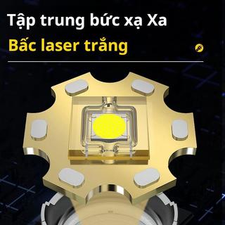 Đèn pin ánh sáng mạnh có thể sạc lại nhỏ siêu sáng tầm xa ngoài trời di động mini đèn xenon đèn laser trắng pháonhỏthép