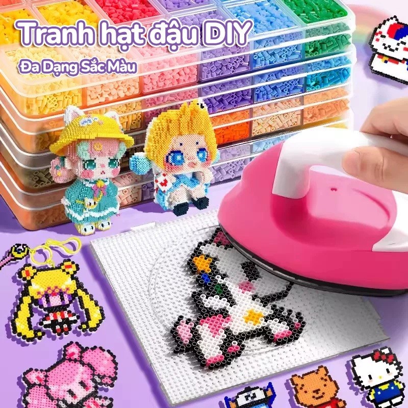 Bộ bổ sung Hạt xếp hình Đồ Chơi DIY, Bộ 24/48/72/96 Màu, An Toàn Cho Bé, Quà Tặng Sinh Nhật & Quốc Tế Thiếu Nhi 1/6