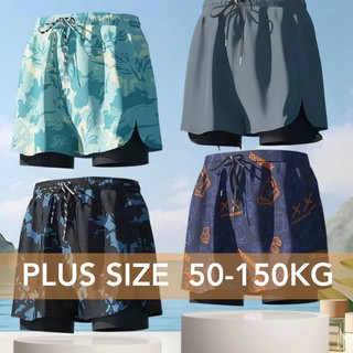 Plus Size 50-150KG Nam Hai Lớp Bơi Nhanh Khô Quá Khổ Đi Biển Mùa Xuân Nóng Quần Bơi