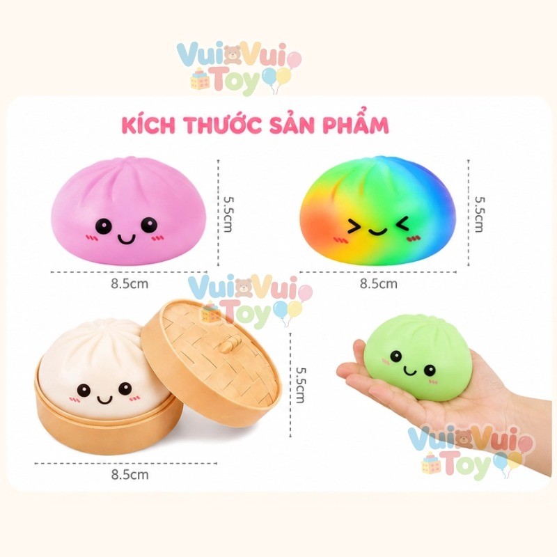 【Hàng có sẵn🚚hộp mù】Bánh bao squishy – Đồ chơi bóp xả stress giải tỏa cảm xúc