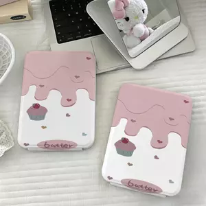 Gương gấp bánh kem tan chảy màu hồng thiết kế ngọt ngào