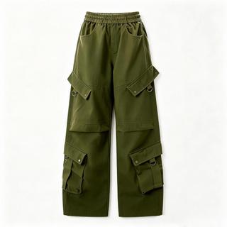 QuầN Cargo Bé GáI MẫU MớI ỐNg RộNg ĐA TúI Xanh QuâN ĐộI Kaki Style NgọT QuầN Dù