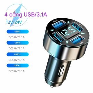 Bộ sạc ô tô USB 4 cổng 66W, sạc nhanh Q3.0, bộ chuyển đổi sạc điện thoại trên ô tô.
