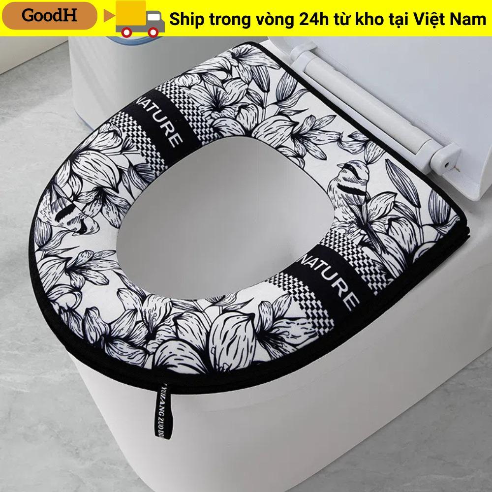Vỏ vệ sinh dây kéo GOODH, Tấm lót bồn cầu dày đa năng, Đệm vệ sinh chống nước hoạt hình có thể tháo rời