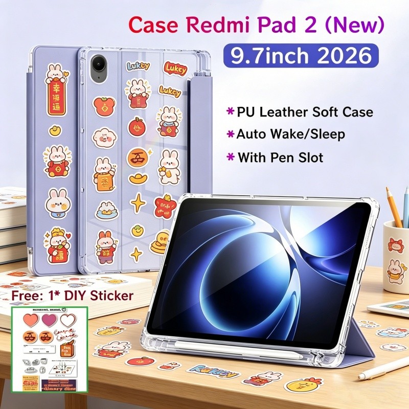 Ốp lưng Redmi Pad 2 9.7 inch có khe cắm bút Bảo vệ từ tính Xiaomi Redmi Pad 2 Ốp lưng Redmi Pad 2 SE 9.7 "Có mặt sau trong suốt