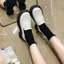 Phong Cách Anh Quốc Giày Da Nhỏ Nữ Thu Đông Phong Cách Mới Nơ Giày Thường 10cm Đế Dày Bên Trong Tăng Chiều Cao Bàn Đạp Lok Fu