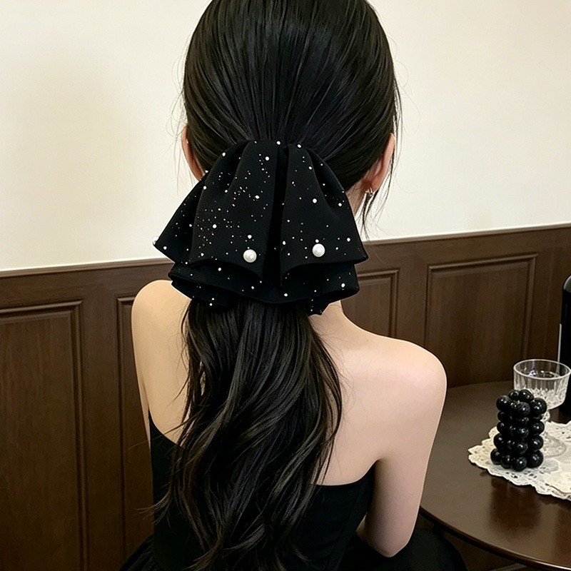 Tính Khí Thanh Lịch Cua Đen Móng Vuốt Tóc Pháp Chấm Bi Nơ Kẹp Tóc