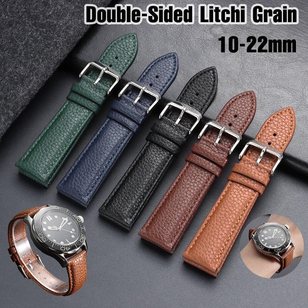 Dây đeo đồng hồ bằng da hạt Litchi hai mặt 10-22mm 10 / 12 / 14 / 16 / 18 / 19 / 20 / 21 / 22mm Dây đeo đồng hồ bằng da thật dành cho doanh nhân cổ điển mềm mại thay thế cho vòng tay nam nữ
