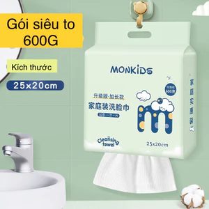 Khăn lau mặt dùng 1 lần MONKIDS khăn mặt khô cotton mềm lau khô, lau ướt kích thước 25 x 20cm