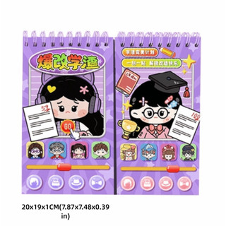 MEGOCE Handmade DIY Sticker Book, Transform Teacher Student with Scraper Character Dress-Up Sticker Book, Puzzle Game Đổi mới thành viên gia đình Kích thước nhỏ Hoạt hình Sách yên tĩnh
