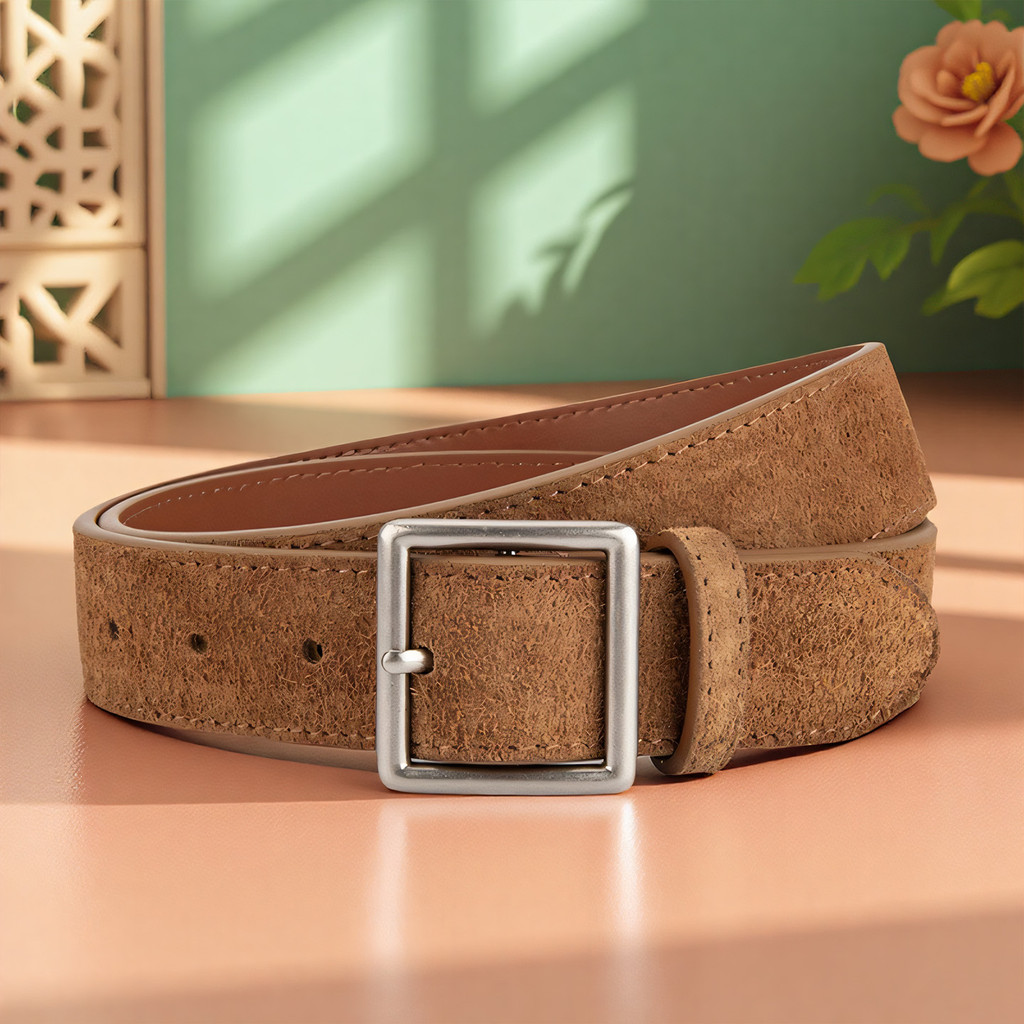 ✅ Trong Kho ✅ màu nâu Trang trí trang phục sang chảnh Phong Cách Hàn Quốc Vintage Mờ Da Lộn Nữ Dây Da Thật Chính Hãng Bạc Vuông Khóa Cao Cấp Sense Jeans Trang Trí Cho